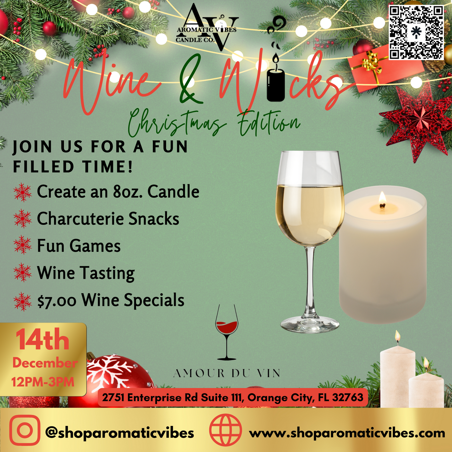 Wine & Wicks Christmas Edition at Amour Du Vin